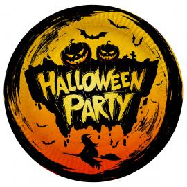 Engangstallerkener Orange Halloween Party 6-pak