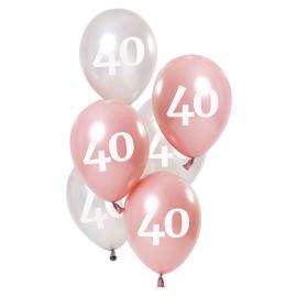 40-års Balloner Pink & Sølv