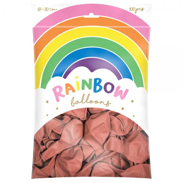 Rainbow Latexballoner Metallic Rosaguld 100-pak