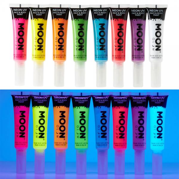 Moon Glow Neon UV Krops- & Ansigtsfarve med Brste