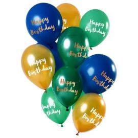 Happy Birthday Balloner Golden Emerald