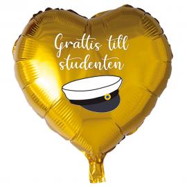 Hjerteformet Ballon Grattis Till Studenten Guld