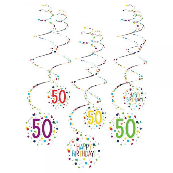 Hngende Swirls 50 r Confetti Birthday