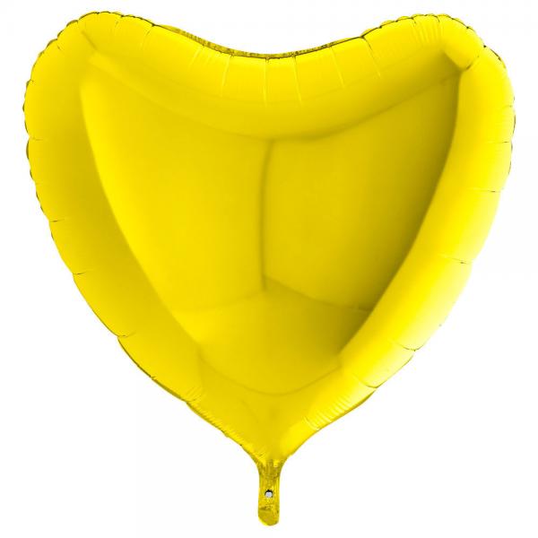 Folieballon Hjerte Gul XL