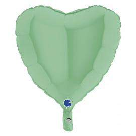 Hjerteballon Mat Pastel Grøn 46 cm
