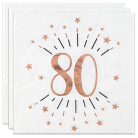 Servietter 80 År Birthday Party Rosaguld
