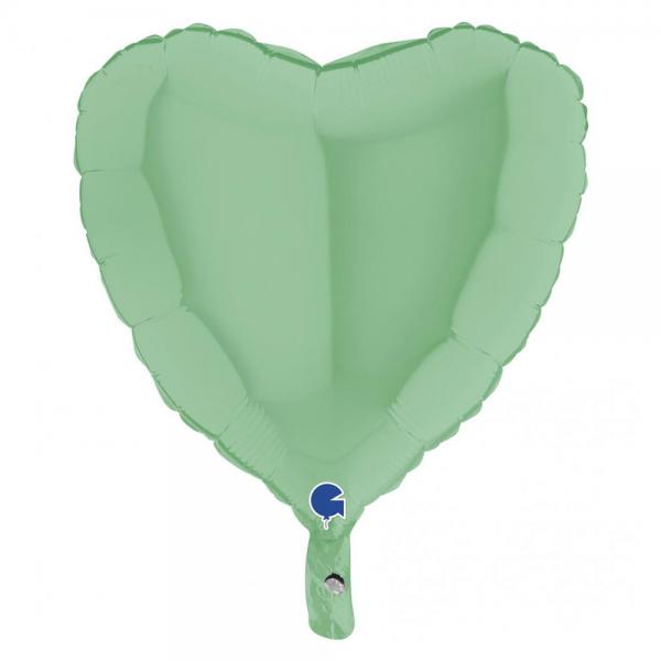 Hjerteballon Mat Pastel Grn 46 cm