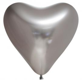 Chrome Mirror Hjerteballoner Sølv
