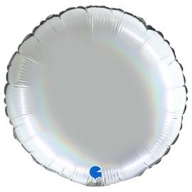 Rund Folieballon Holografisk Platinum Pure