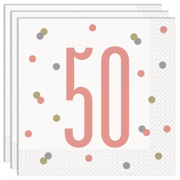 50 rs Servietter Hvide & Pink