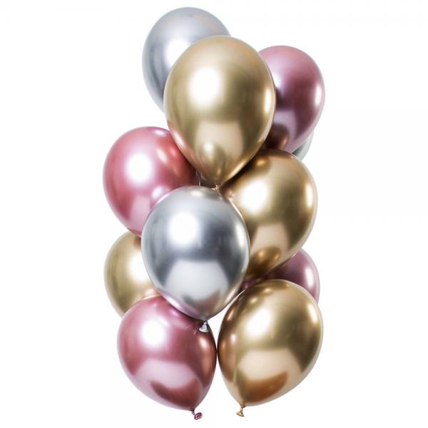 Chrome Mirror Balloner Guld/Slv/Pink