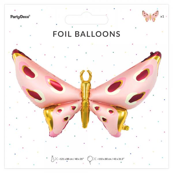 Folieballon Sommerfugl Pink/Guld