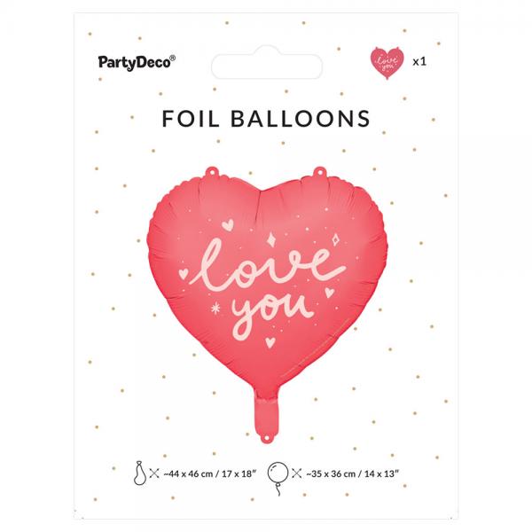 Love You Folieballon Hjerte