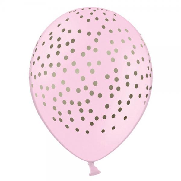 Baby Pink Latexballoner med Guldprikker