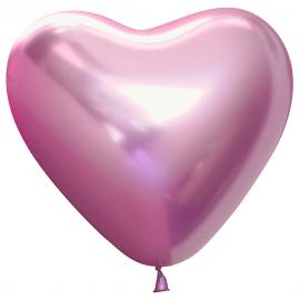 Hjerteballoner Chrome Pink