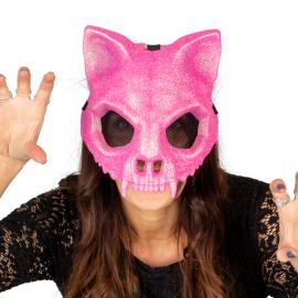 Glitrende 3/4 Skeletmaske Kat