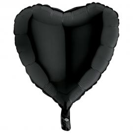 Folieballon Hjerte Sort