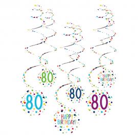 Hængende Swirls 80 år Confetti Birthday