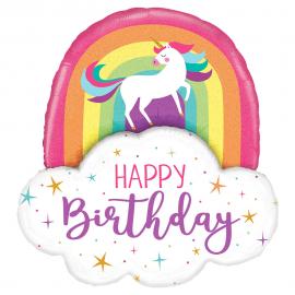 Unicorn Rainbow Birthday Ballon Holografisk