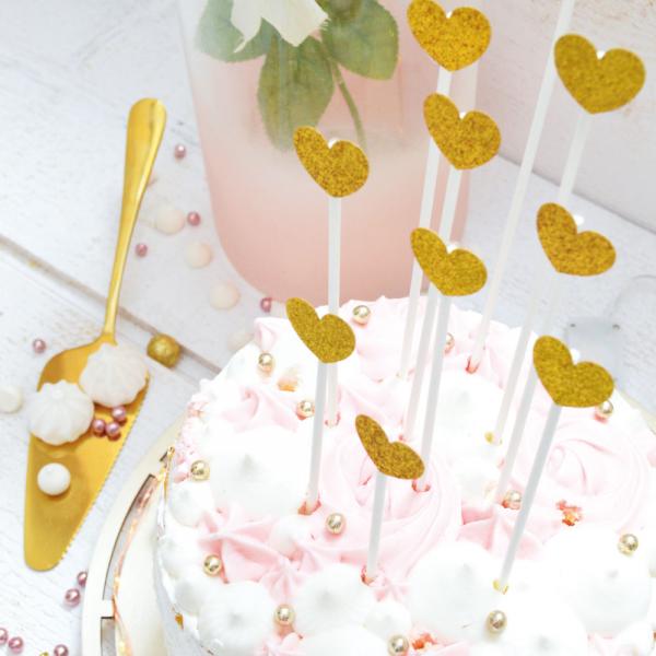 Cake Toppers Gyldne Hjerter