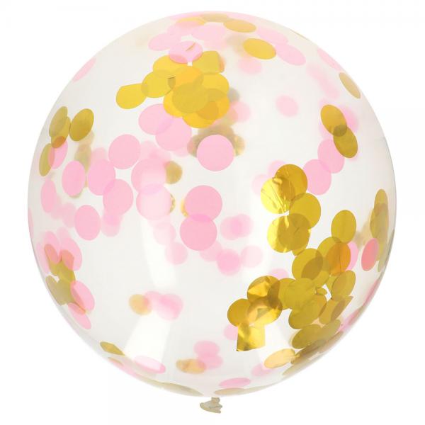 Stor Konfettiballon Guld & Pink