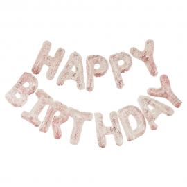 Happy Birthday Balloner med Pink Glitter