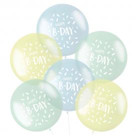 Balloner Happy B-Day Pastel Mix Blå