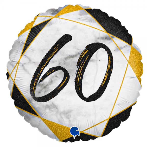 Marble 60 Holografisk Ballon Sort