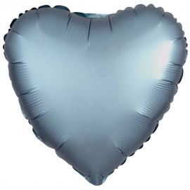 Folieballon Hjerte Steel Blå Satinluxe