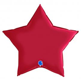 Stor Folieballon Stjerne Satin Cherry