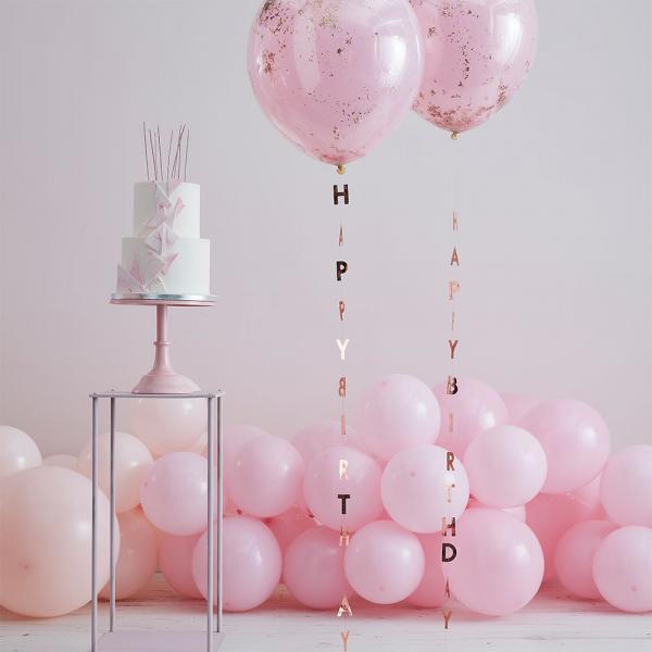 Ballonhale Roseguld Happy Birthday 5-pak