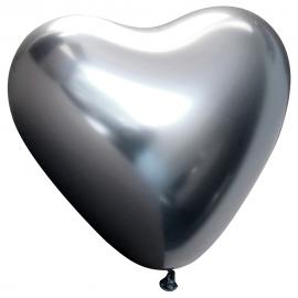 Hjerteballoner Chrome Grå