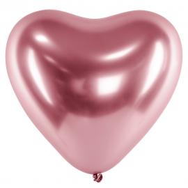 Chrome Hjerteballoner Pink 50-pak