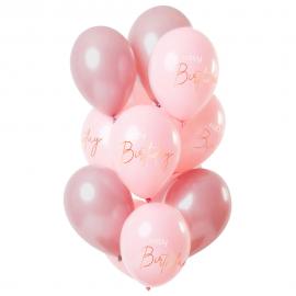Happy Birthday Balloner Lyserød & Pink