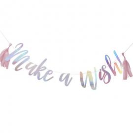 Regnbueskinnende Banner Make A Wish