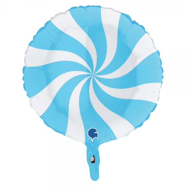 Folieballon Swirly Lysebl & Hvid