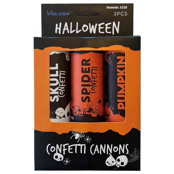 Halloween Konfettikanon 15 cm 3-pak