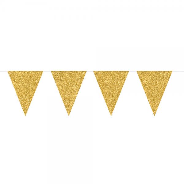 Flagguirlande Glitter Guld