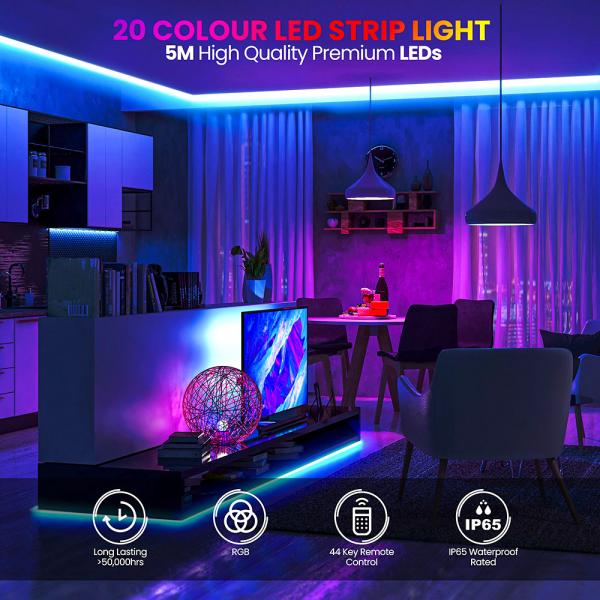 Flerfarvet LED Strip 10 Meter