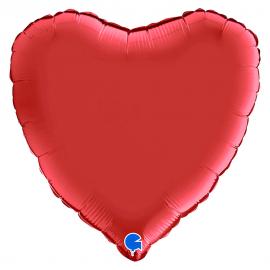 Hjerteballon Satin Rød