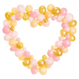 Ballonguirlande Hjerte Pink & Guld