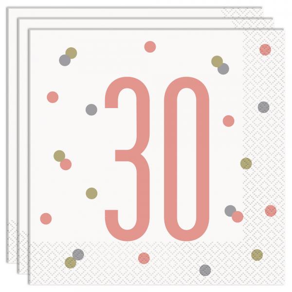 30 rs Servietter Hvide & Pink