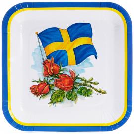 Firkantede Tallerkener Svenske Flag