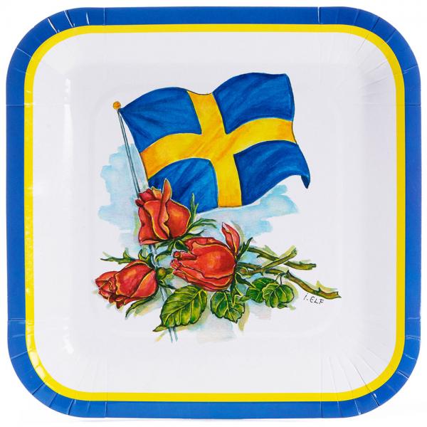 Firkantede Tallerkener Svenske Flag