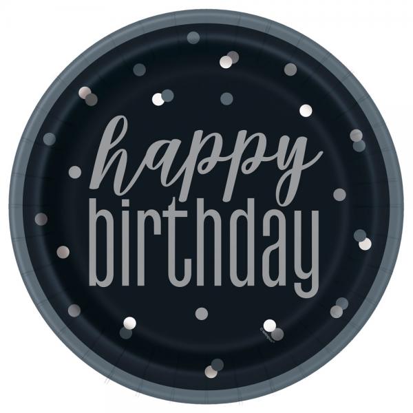Happy Birthday Tallerkener Sort & Gr