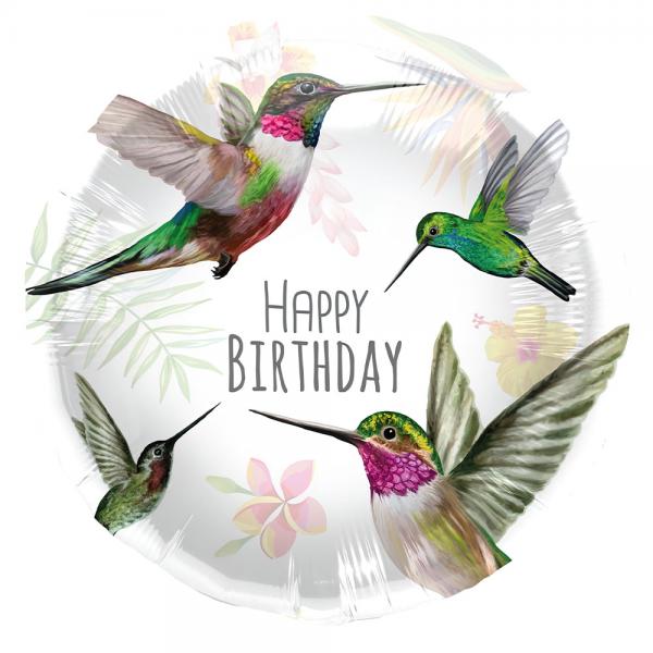 Folieballon Happy Birthday Kolibri