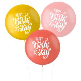 Balloner XL Happy Birthday Pink/Rød/Gul