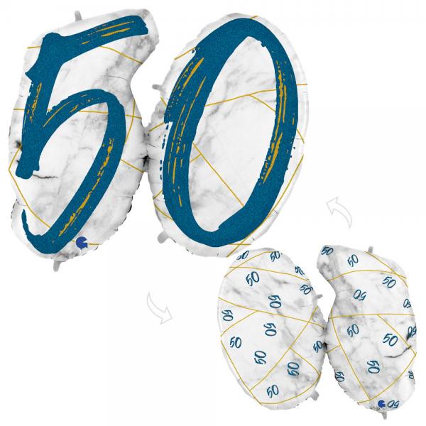 Marble 50 Holografisk Ballon Tal Mrkebl