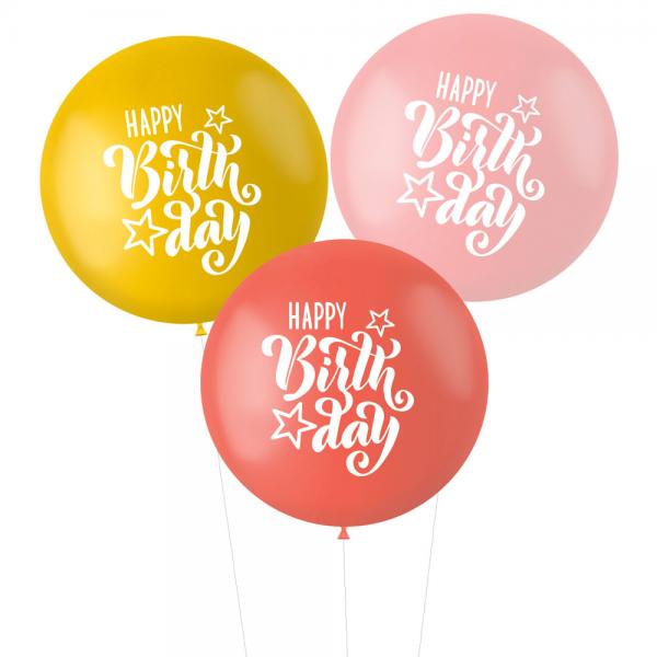 Balloner XL Happy Birthday Pink/Rd/Gul