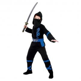 Power Ninja Kostume Sort & Blå Børn Large